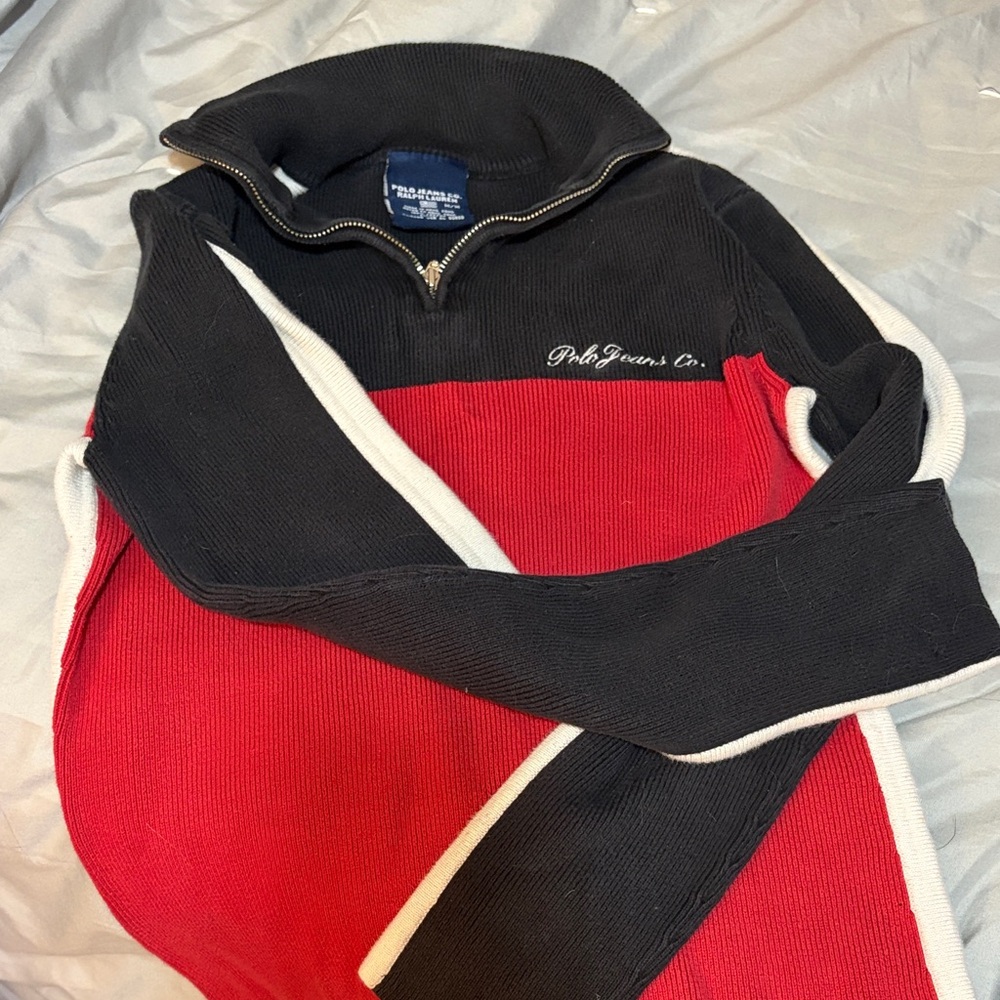 Mrs or women Red and Black Sweater polo